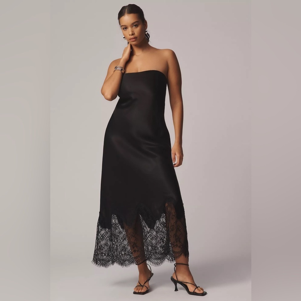 NWT! By Anthropologie Lace-Trim Midi Slip Dress - Size Small 🐾